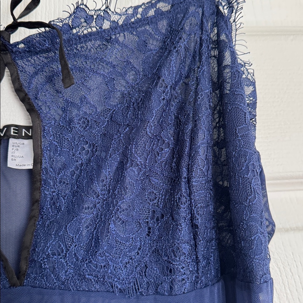 NWOT VENUS Navy Blue Lingerie Maxi Lacy Sleep Dress Sz1X